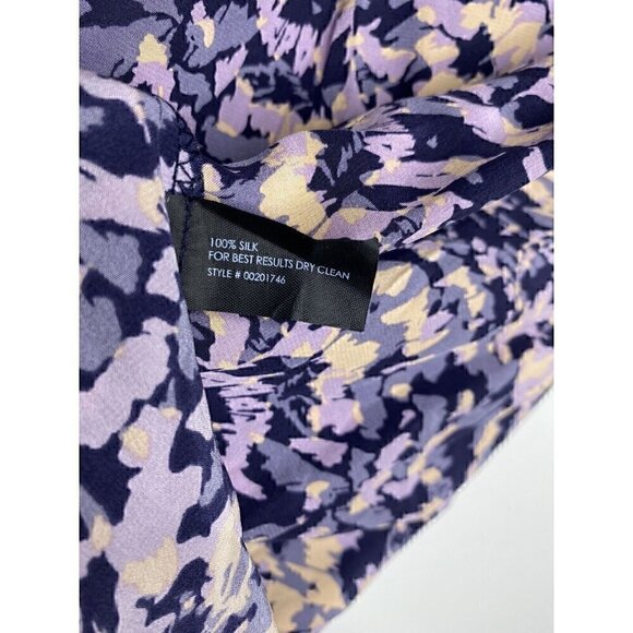 Club Monaco Dress Size 00 Women's Long Sleeve Floral 100% Silk Midi Multicolor - Picture 5 of 5